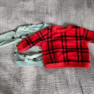 Bundle of 2 Cat and Jack Sweaters 0-3 Fleece Lot